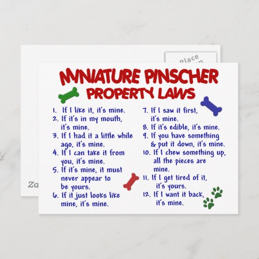 Miniatuur Pinscher Property Laws 2 Briefkaart (Voorkant / Achterkant)