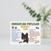 Miniatuur Pinscher Property Laws 4 Briefkaart (Staand voorkant)