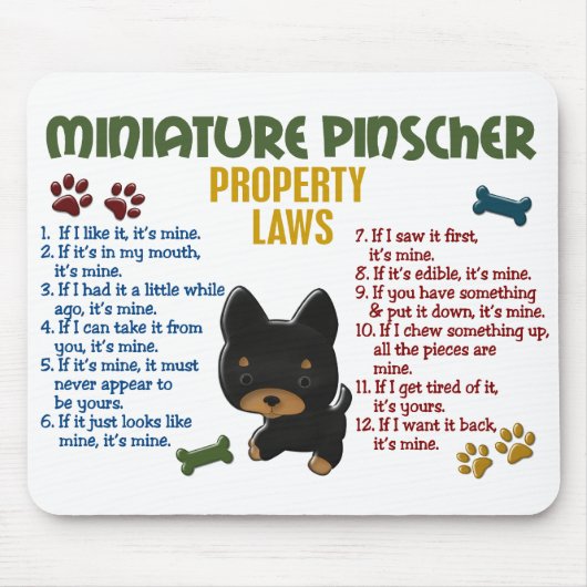 Miniatuur Pinscher Property Laws 4 Muismat (Voorkant)