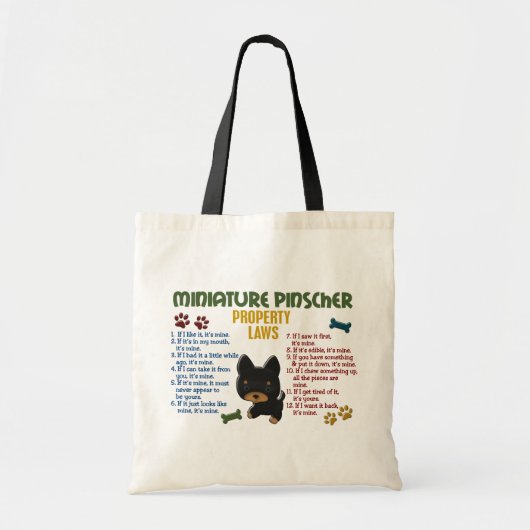 Miniatuur Pinscher Property Laws 4 Tote Bag (Voorkant)