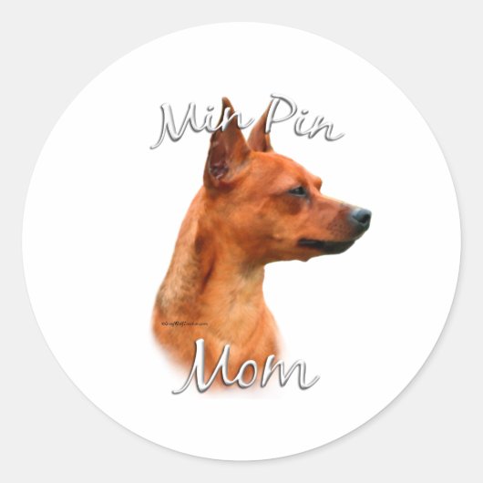 Miniatuur Pinscher (roest) mam 2 Ronde Sticker (Voorkant)
