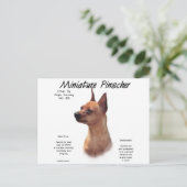Miniatuur Pinscher (rood) Geschiedenisontwerp Briefkaart (Staand voorkant)