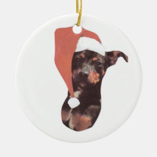 Miniatuur Pinscher Santa Hat Ornament
