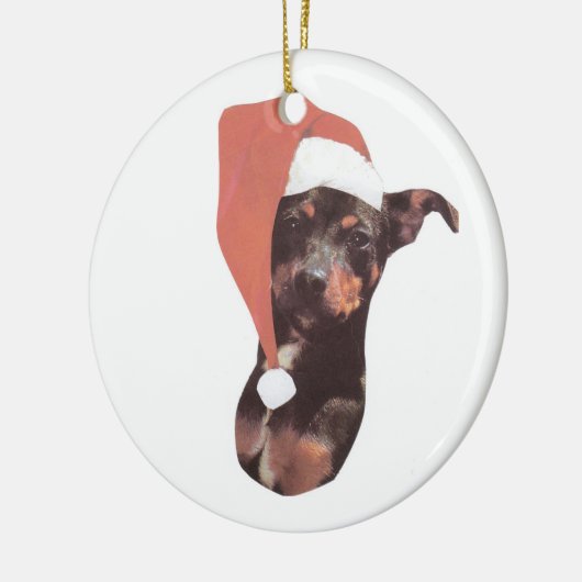 Miniatuur Pinscher Santa Hat Ornament (Links)