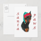 Miniatuur Pinscher Santa Paws Feestdagenkaart (Voorkant / Achterkant)