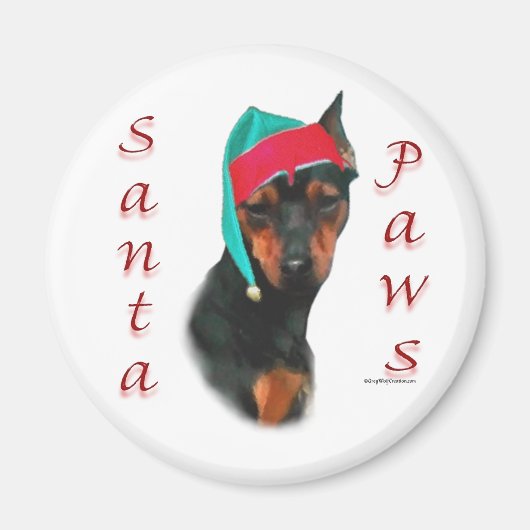 Miniatuur Pinscher Santa Paws Magneet (Voorkant)