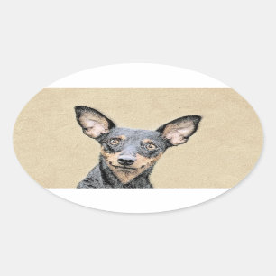 Miniatuur Pinscher-schilderende schilderkunst Ovale Sticker