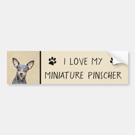 Miniatuur Pinscher-schilderkunst Bumpersticker (Voorkant)