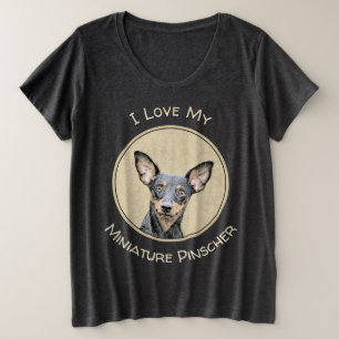 Miniatuur Pinscher-schilderkunst Grote Maat T-shirt