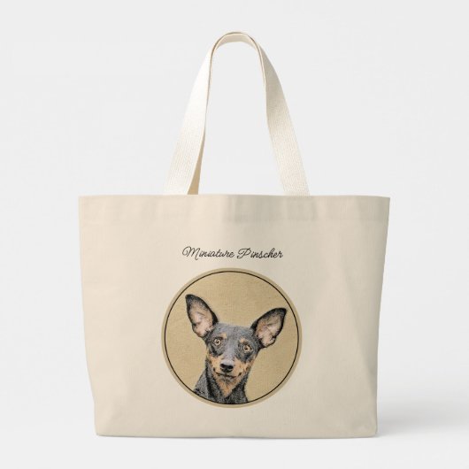 Miniatuur Pinscher-schilderkunst Grote Tote Bag