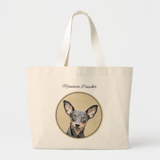 Miniatuur Pinscher-schilderkunst Grote Tote Bag (Voorkant)
