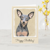 Miniatuur Pinscher-schilderkunst Kaart (Gele Bloem)