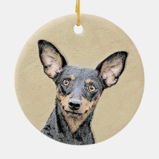 Miniatuur Pinscher-schilderkunst Keramisch Ornament (Achterkant)