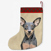Miniatuur Pinscher-schilderkunst Kleine Kerstsok (Achterkant)