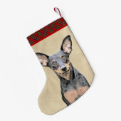 Miniatuur Pinscher-schilderkunst Kleine Kerstsok (Achterkant (Hangend))