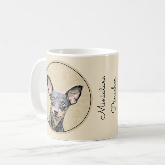 Miniatuur Pinscher-schilderkunst Koffiemok (Voorkant links)