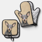 Miniatuur Pinscher-schilderkunst Ovenwant & Pannenlap Set (Voorkant / Achterkant)