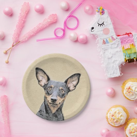 Miniatuur Pinscher-schilderkunst Papieren Bordje (Feest)