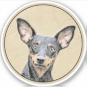 Miniatuur Pinscher-schilderkunst Sticker (Voorkant)