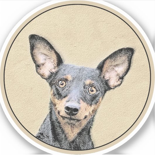 Miniatuur Pinscher-schilderkunst Sticker (Voorkant)