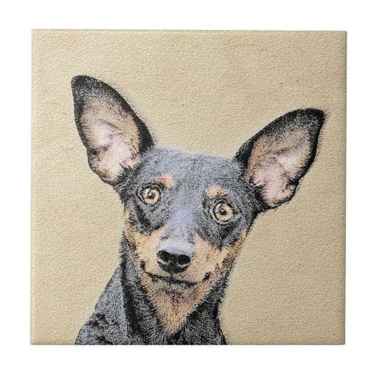 Miniatuur Pinscher-schilderkunst Tegeltje (Voorkant)