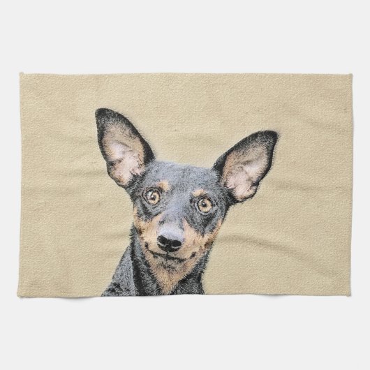 Miniatuur Pinscher-schilderkunst Theedoek (Horizontaal)