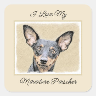 Miniatuur Pinscher-schilderkunst Vierkante Sticker