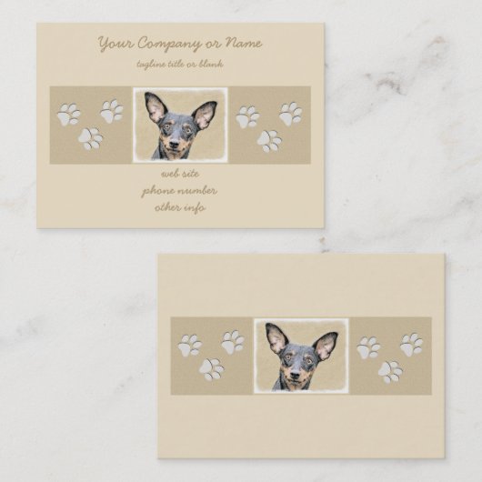 Miniatuur Pinscher-schilderkunst Visitekaartje (Voorkant / Achterkant)