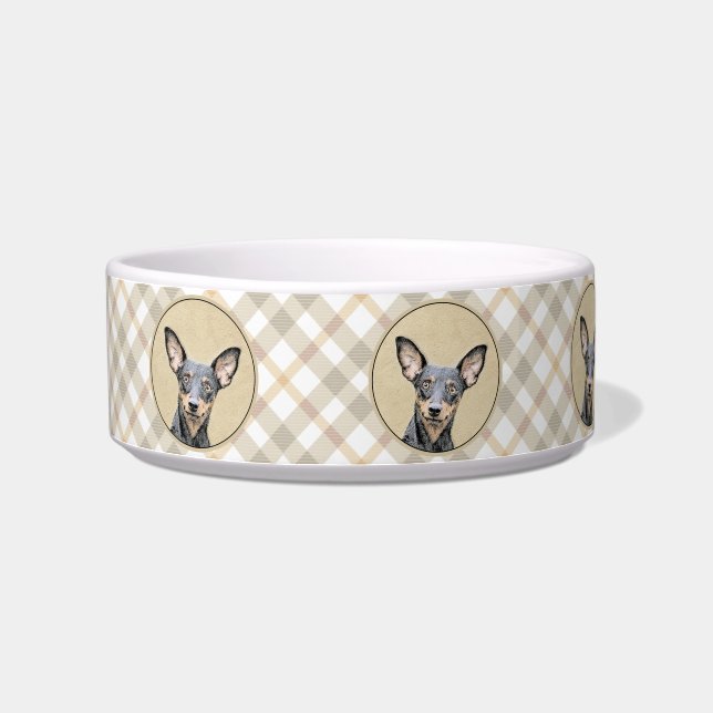 Miniatuur Pinscher-schilderkunst Voerbakje (Links)