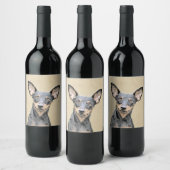 Miniatuur Pinscher-schilderkunst Wijn Etiket (Flessen)