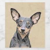 Miniatuur Pinscher-schilderkunst Wijn Etiket (Enkel label)