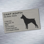 Miniatuur Pinscher Silhouet MinPin Houten Stijl Magnetisch Visitekaartje