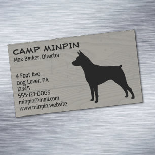 Miniatuur Pinscher Silhouet MinPin Houten Stijl Magnetisch Visitekaartje
