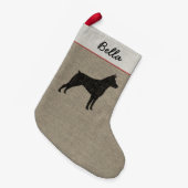 Miniatuur Pinscher Silhouette MinPin Dog Aangepast Kleine Kerstsok (Voorkant (Hangend))