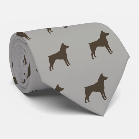 Miniatuur Pinscher Silhouettes Pattern MinPin Dogs Stropdas (Opgerold)