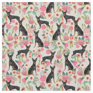 miniatuur pinscher vintage floralen stof