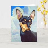 Miniatuur Pinscher-Wenskaarten Kaart (Gele Bloem)