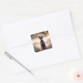 Miniatuur Pinscher Zittend Vierkante Sticker (Envelop)