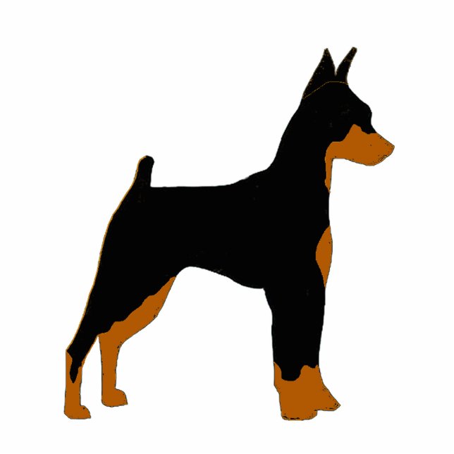 miniatuur pinscher zwart en roestsilhouet fotobeeldje sleutelhanger (Voorkant)