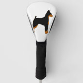 miniatuur pinscher zwart en roestsilhouet golfheadcover (Voorkant)
