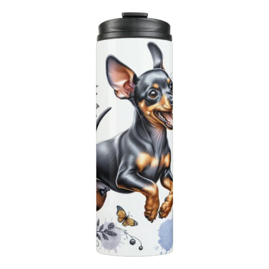 Miniatuur Pinscher's Grijswaardentuin Thermosbeker (Voorkant)