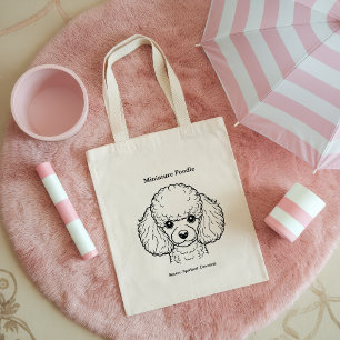 Miniatuur Poedel Portret Zwarte Lijn Illustratie Grote Tote Bag