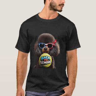 Miniatuur poedel terug naar school tennisbal kinde t-shirt