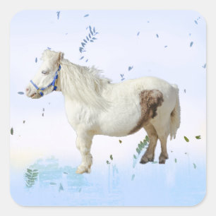 Miniatuur pony paard mini boerderij paard vierkante sticker