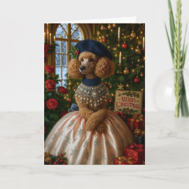 Miniatuur Poodle Kerstkaart Feestdagen Kaart