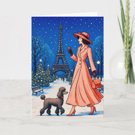 Miniatuur Poodle Kerstkaart Feestdagen Kaart