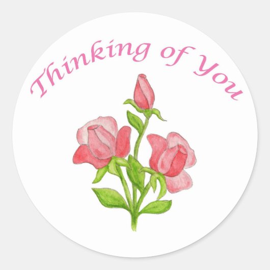 Miniatuur Rozen Denken aan je sticker (Voorkant)