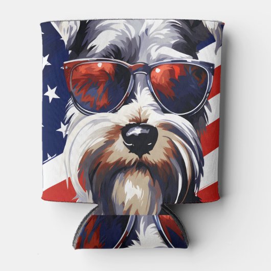 Miniatuur Schnauzer 4 juli Onafhankelijkheidsdag Blikjeskoeler (Voorkant)