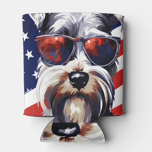 Miniatuur Schnauzer 4 juli Onafhankelijkheidsdag Blikjeskoeler (Achterkant)