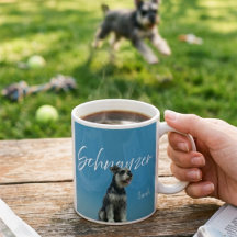 Miniatuur Schnauzer Aangepaste Naam Retro Blauwe L